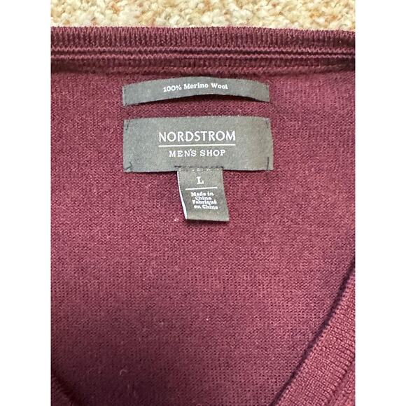 NORDSTROM 100% Merino Wool lightweight Sweater Vest; Maroon; LG; Classic; - Picture 3 of 6